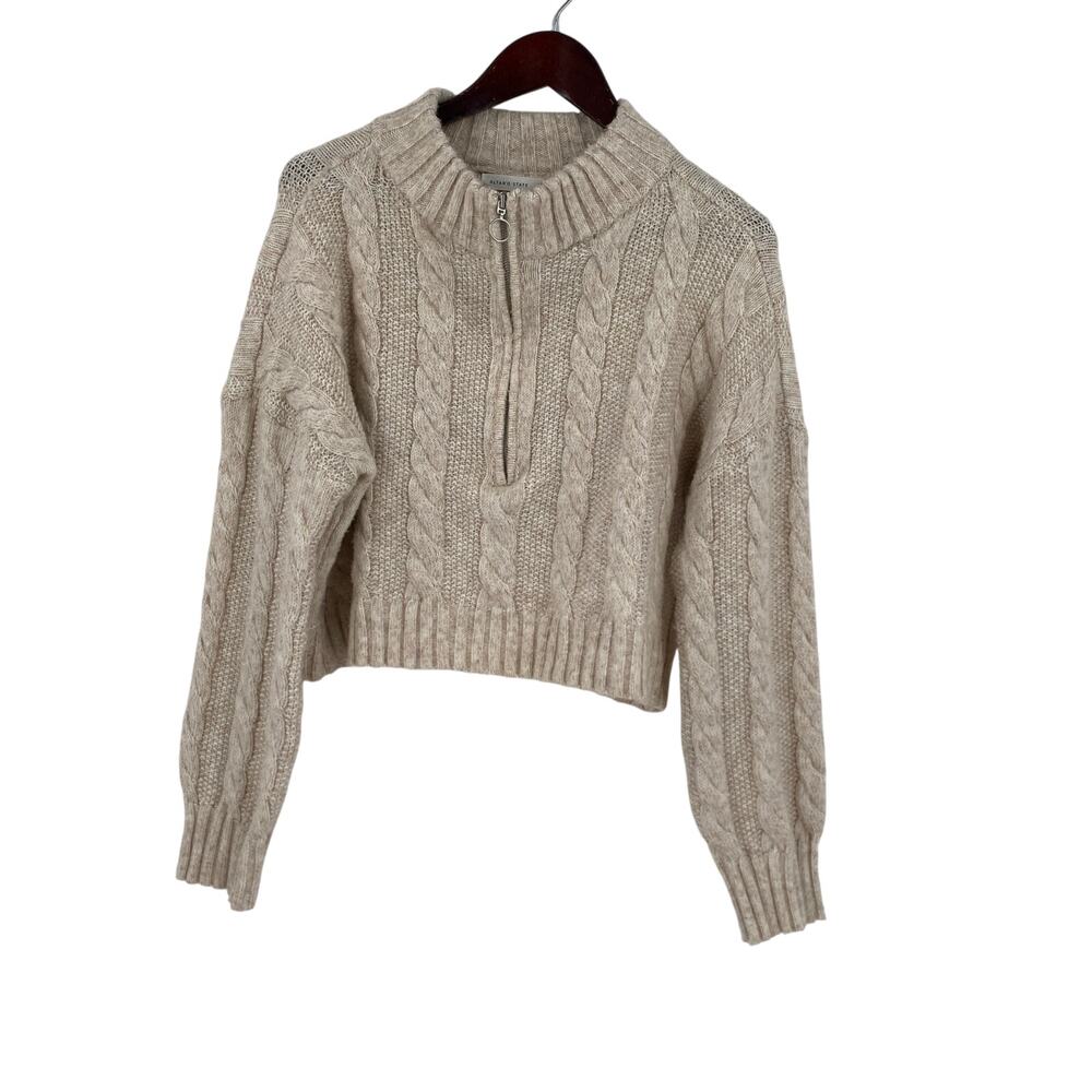Altar’d State 1/4 zip cable knit sweater cropped off white size XL